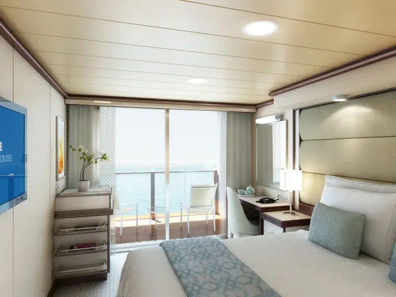 Sky ve Enchanted Princess'te balkonlu kabin; görselleştirme
