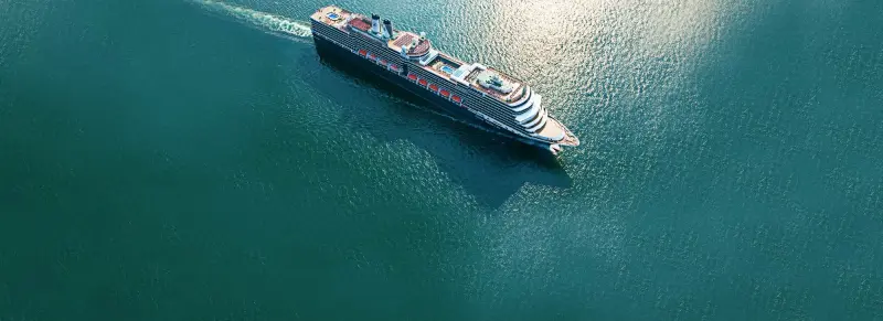 Nieuw Amsterdam turkuaz denizde, havadan görünüm