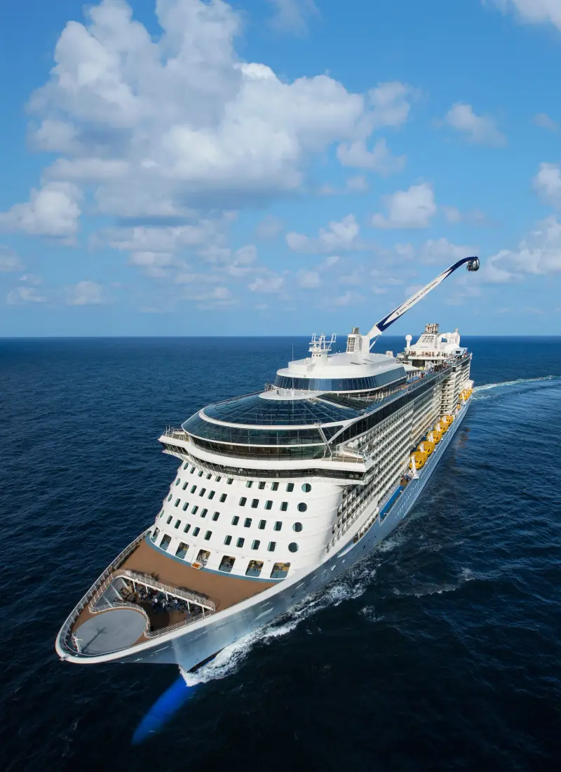 Quantum of the Seas açık denizde, yukarıdan görünüm
