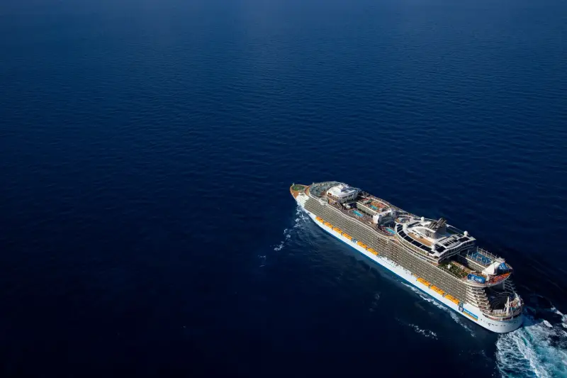 Allure of the Seas açık denizde, uzaktan görünüm