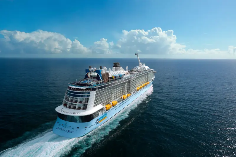 Anthem of the Seas açık denizde, havadan görünüm
