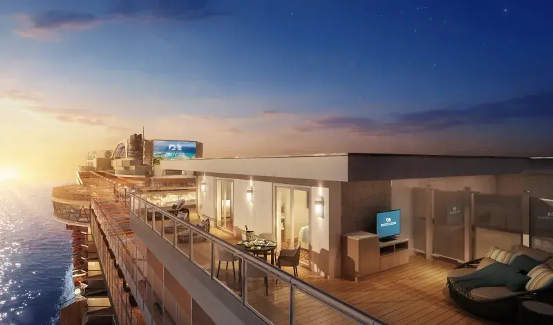 Sky ve Enchanted Princess'te Sky Suite'in geniş balkonu; görselleştirme