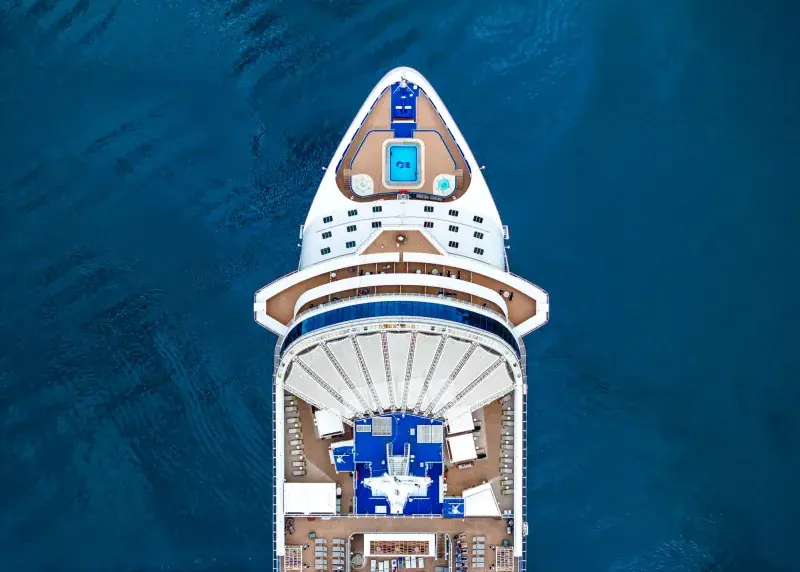 Sky Princess'in tam yukarıdan kuşbakışı görünümü