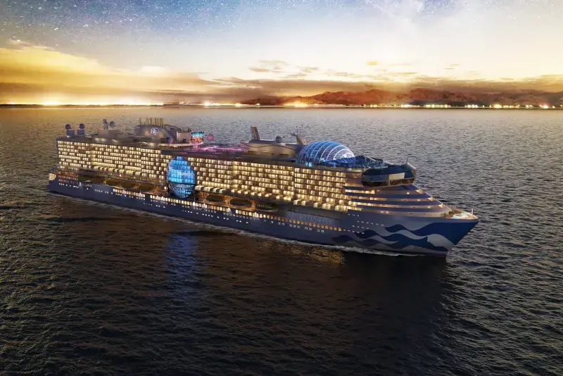 Star Princess'in akşam açık denizde görselleştirmesi