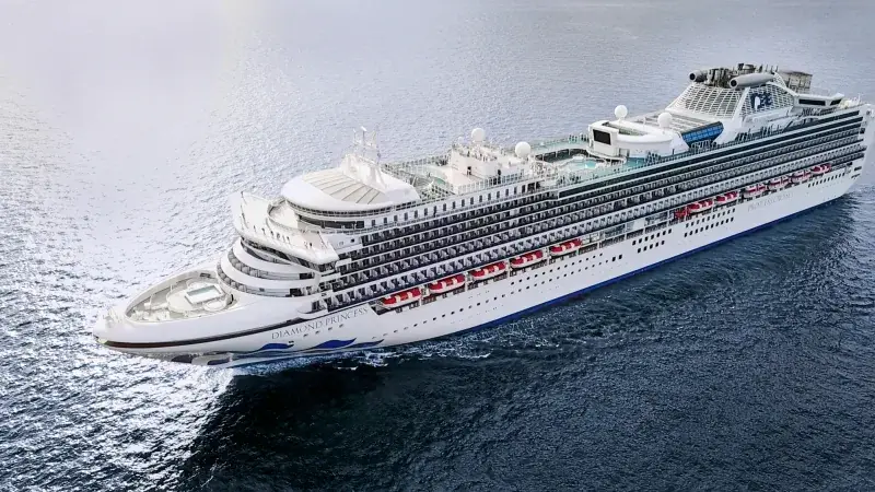 Diamond Princess'in açık denizde kuşbakışı görünümü