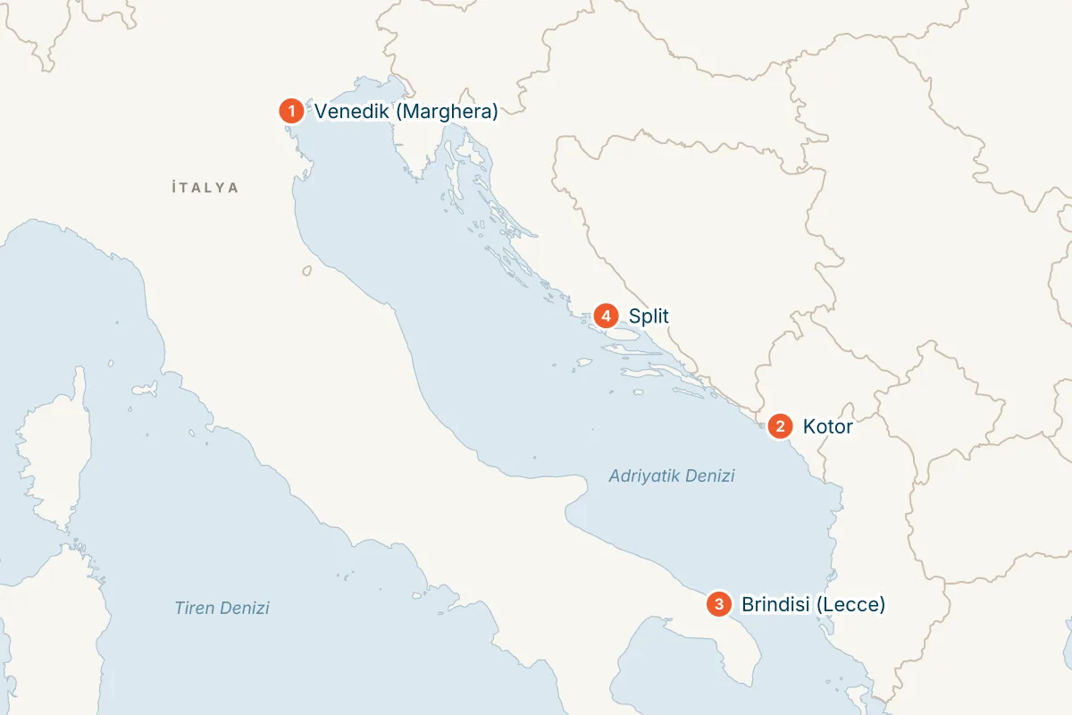 MSC Armonia ile Venedik Kalkışlı 5 Gece Doğu Akdeniz Gemi Turu (Sadece Gemi) rota haritası